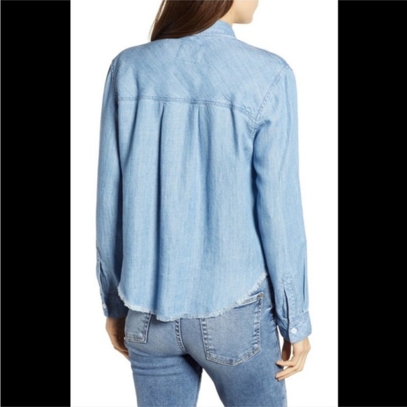 Rails Raw Hem Denim chambray Button Down Shirt size XS - Picture 3 of 14